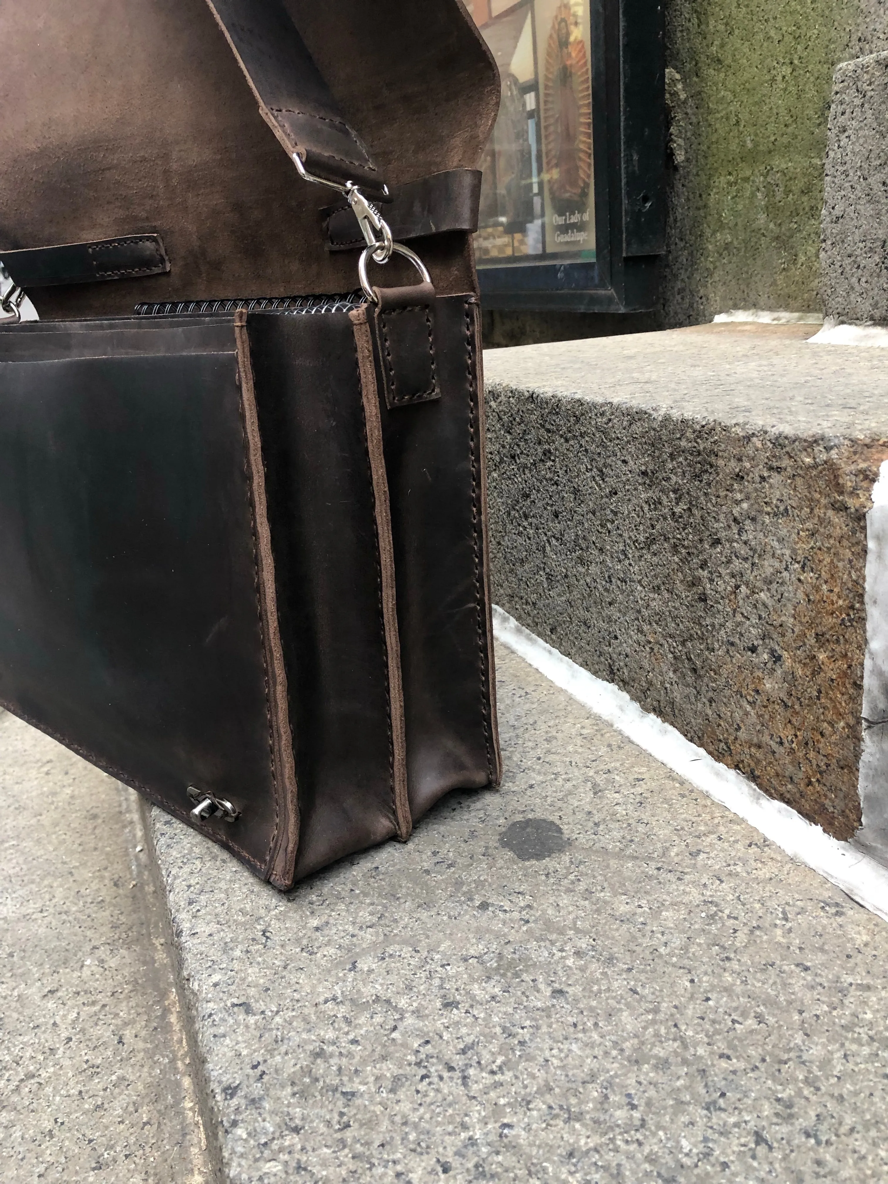Laptop Briefcase / Leather Business Briefcase / Double Gusset Bag