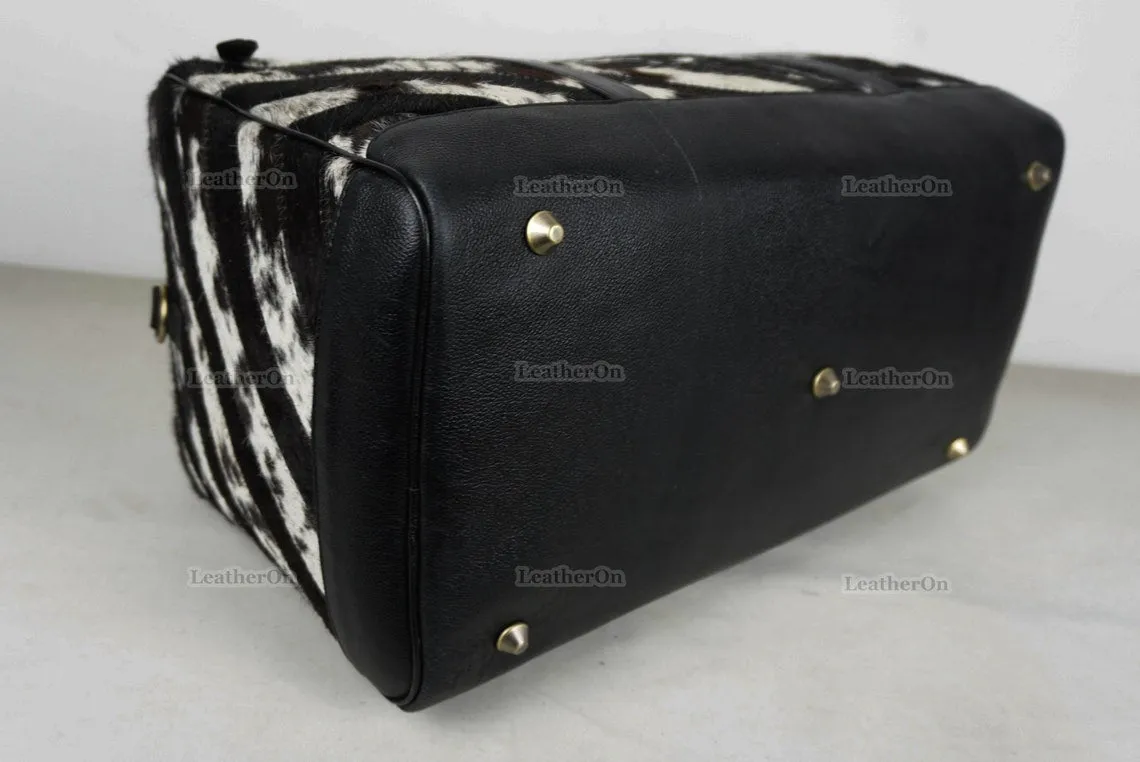 Large Duffel Bag!! Cowhide Patchwork Duffel Bag | Hair-On-Leather Travel Bag | Cow Skin Luggage Bag | Handmade Cowhide Duffel Bag | DB101