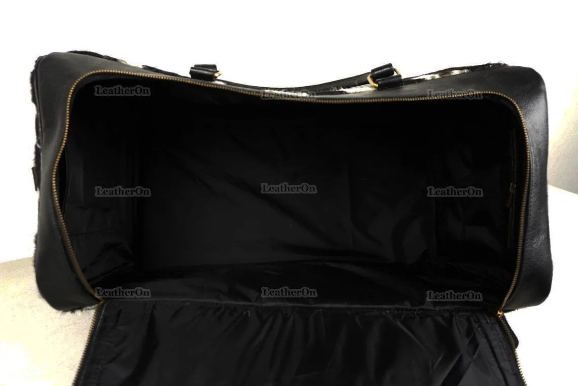 Large Duffel Bag!! Cowhide Patchwork Duffel Bag | Hair-On-Leather Travel Bag | Cow Skin Luggage Bag | Handmade Cowhide Duffel Bag | DB101