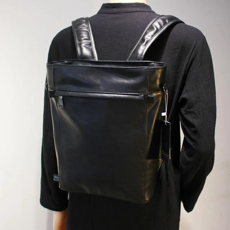 Large Faux Leather Laptop Backpack