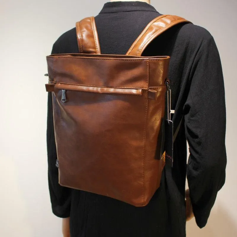 Large Faux Leather Laptop Backpack
