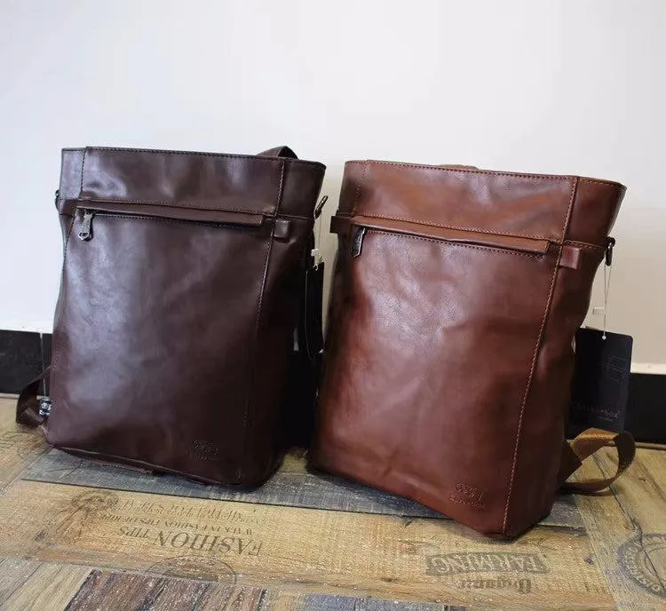 Large Faux Leather Laptop Backpack