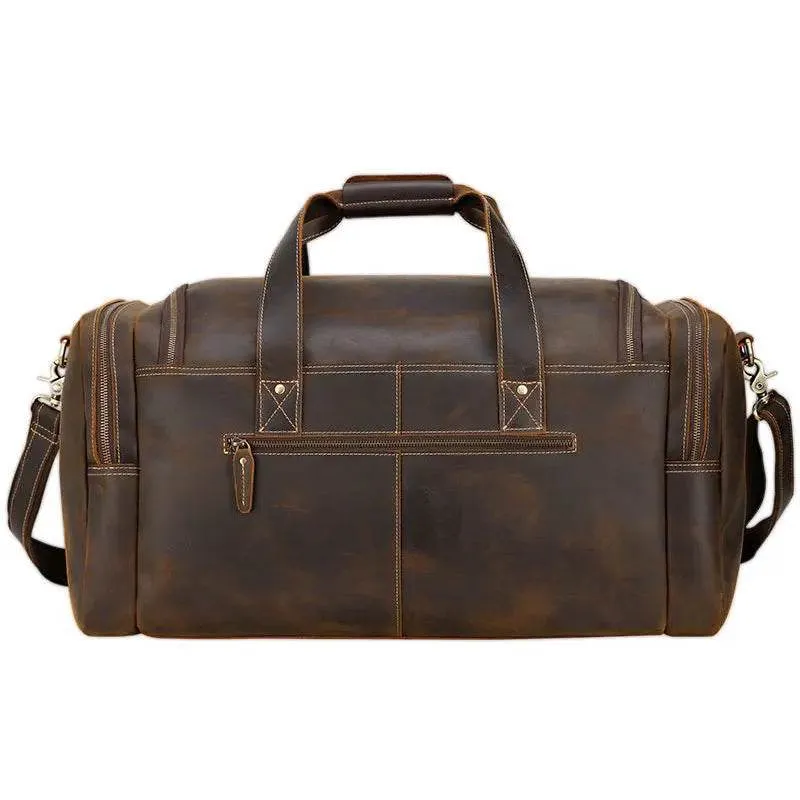 Large Travel Bag Genuine Leather Vintage Luggage Weekender Bags