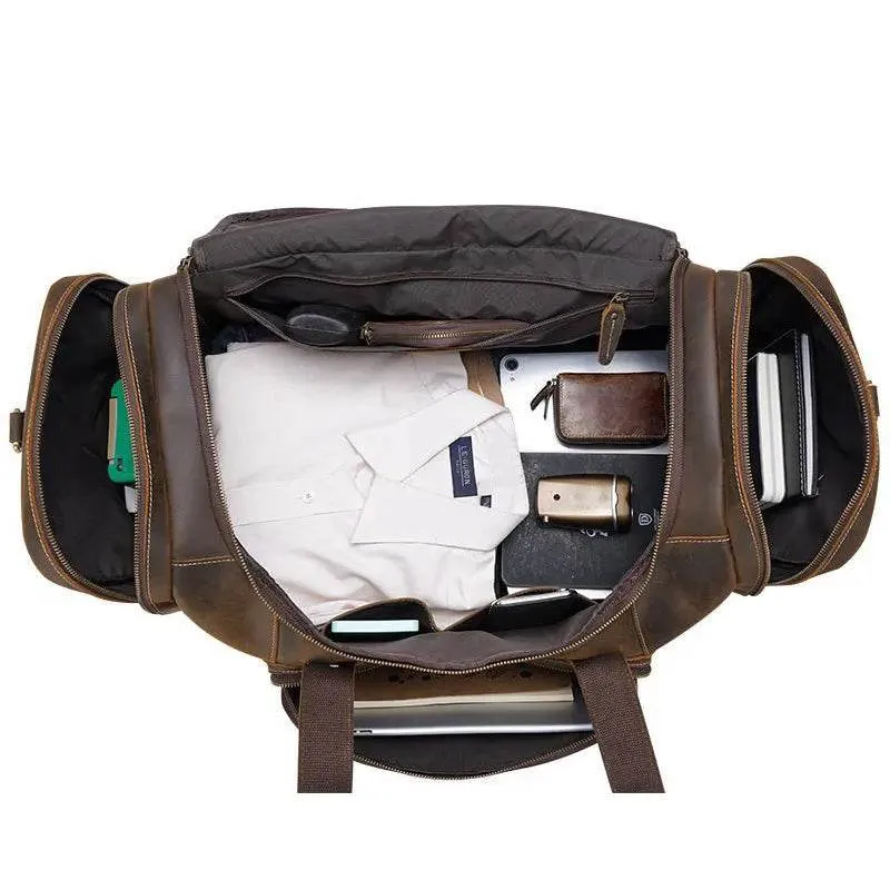 Large Travel Bag Genuine Leather Vintage Luggage Weekender Bags