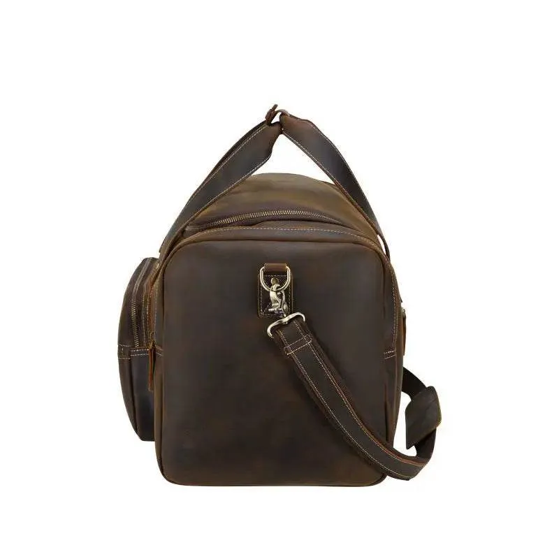 Large Travel Bag Genuine Leather Vintage Luggage Weekender Bags