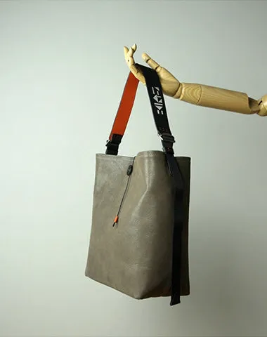 Large Womens Khaki Leather Shoulder Barrel Tote Bag Bucket Tote Handbag Purse Work Bag for Ladies