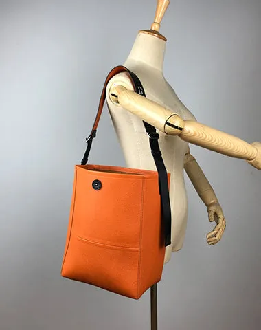 Large Womens Khaki Leather Shoulder Barrel Tote Bag Bucket Tote Handbag Purse Work Bag for Ladies