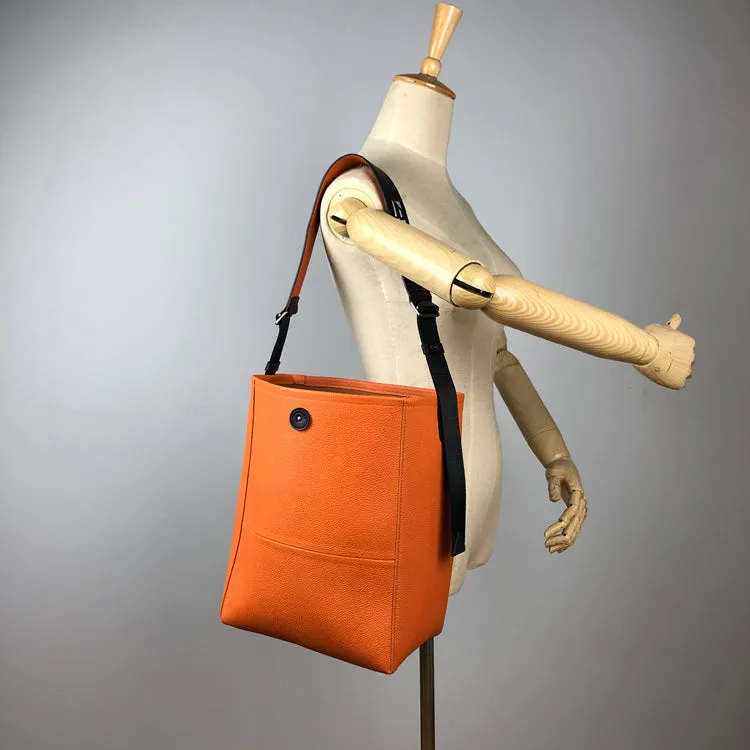 Large Womens Khaki Leather Shoulder Barrel Tote Bag Bucket Tote Handbag Purse Work Bag for Ladies