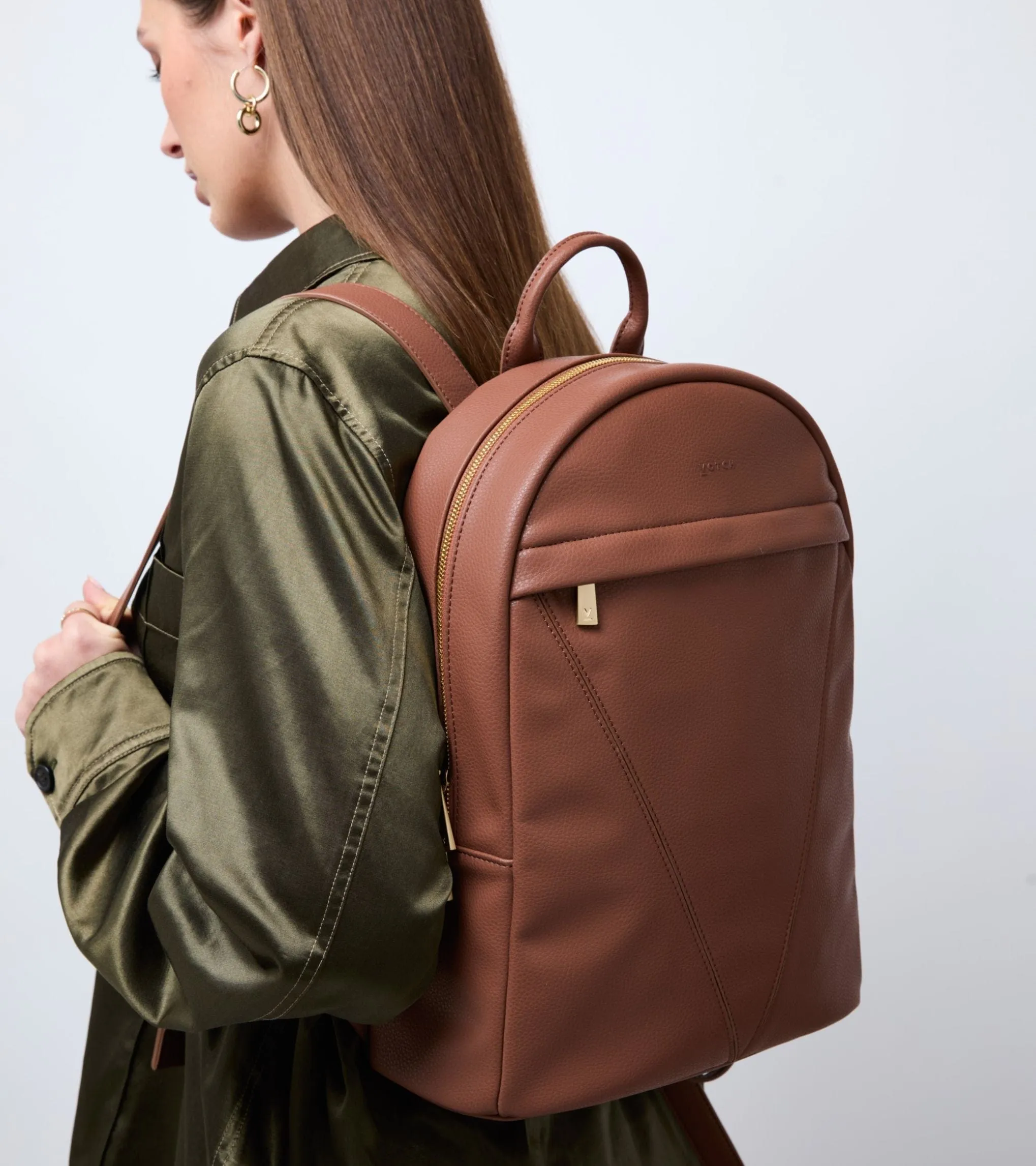 Laurie Vegan Bio-Based Bamboo Leather Backpack | Brown