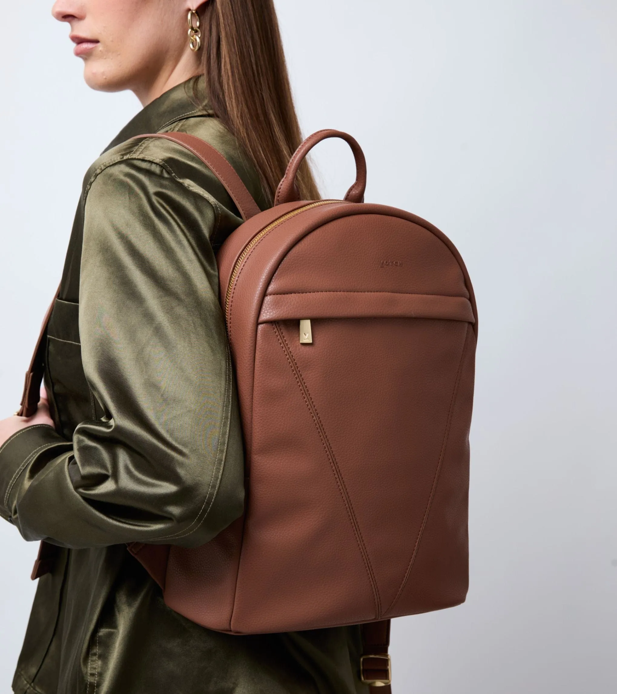 Laurie Vegan Bio-Based Bamboo Leather Backpack | Brown