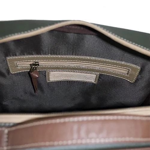 Leather Backpack-Tan/Olive Green