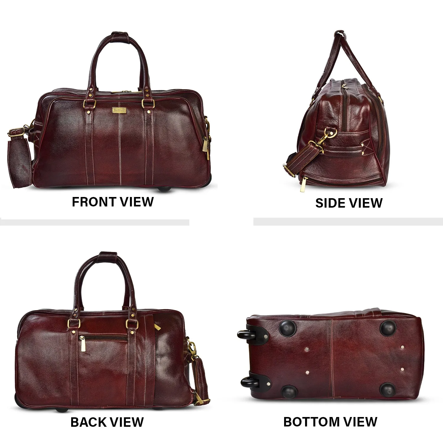 Leather Duffel Trolley Bag 36830 (Brown)
