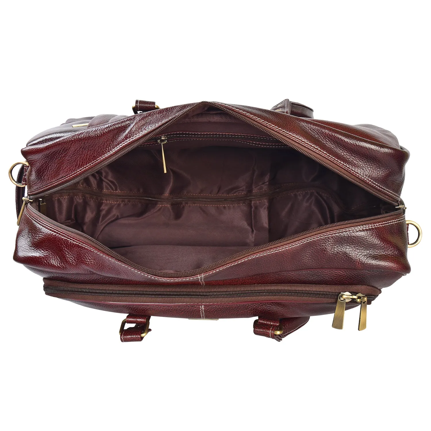 Leather Duffel Trolley Bag 36830 (Brown)