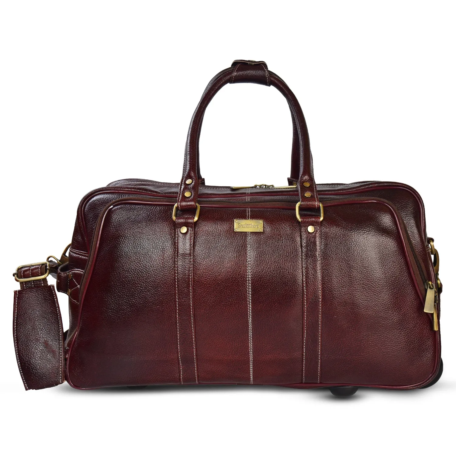 Leather Duffel Trolley Bag 36830 (Brown)