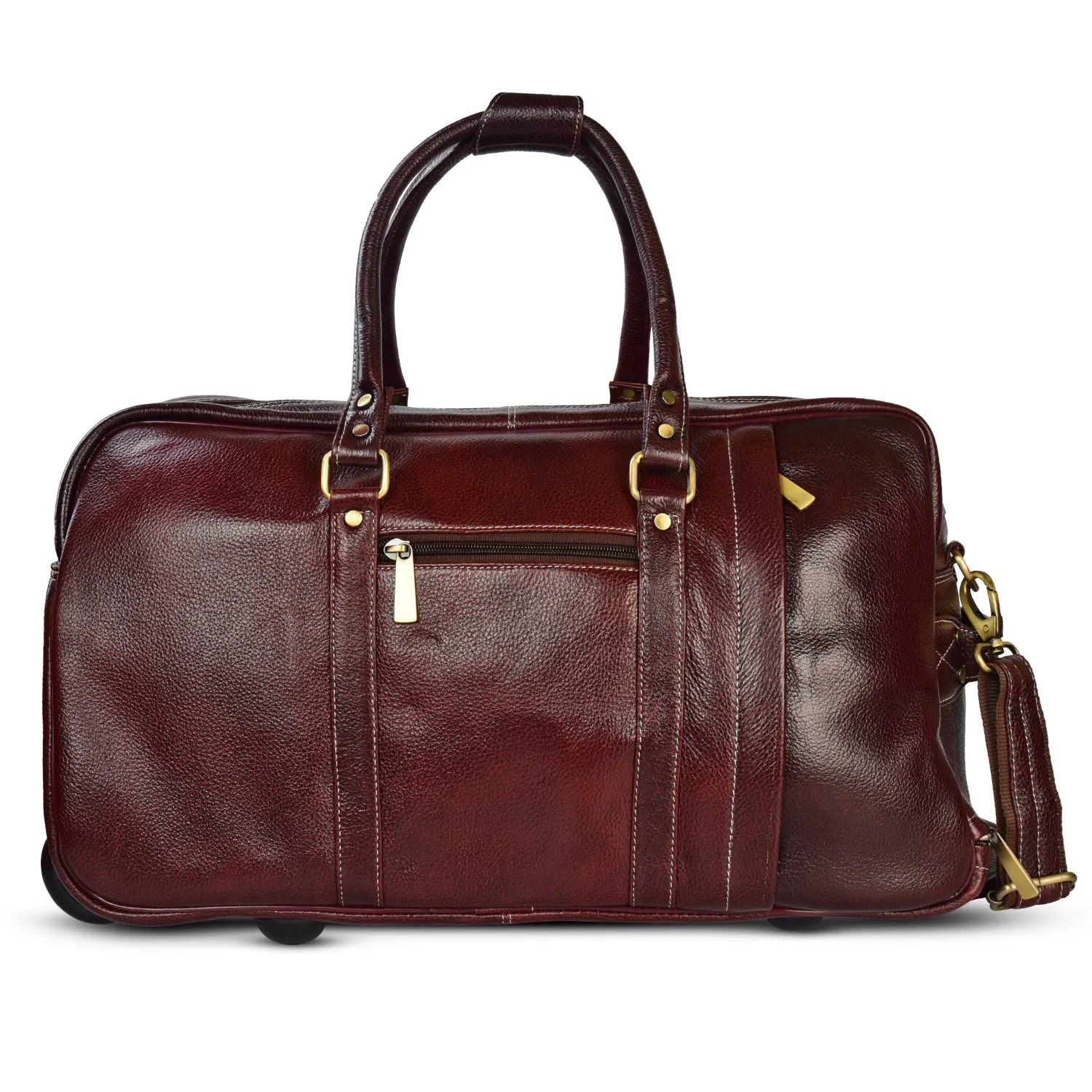 Leather Duffel Trolley Bag 36830 (Brown)
