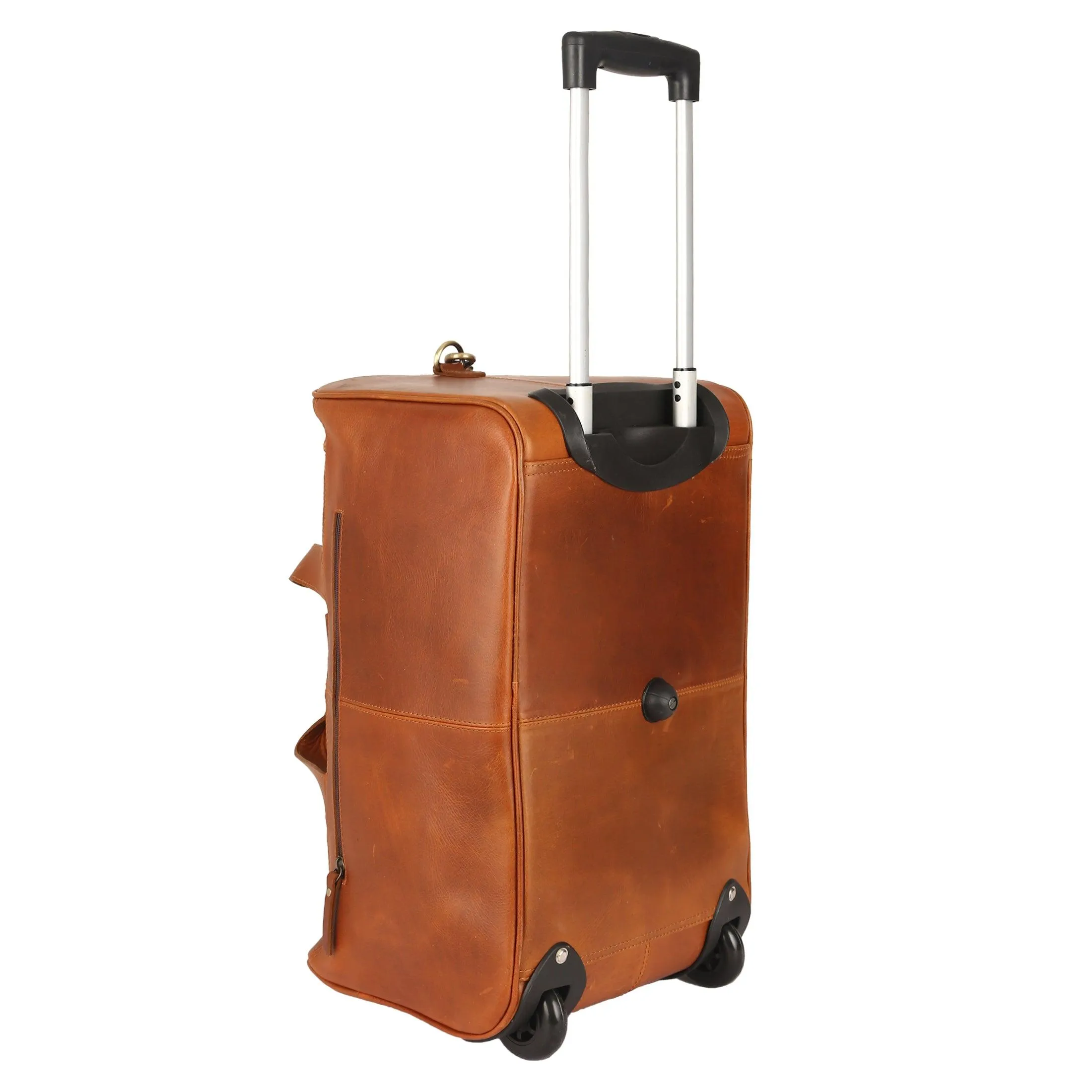 Leather Rolling Travel Duffle Bag for Men Women 21 inch with wheels Sports Overnight Weekend Duffel Gym Cabin Holdall with wheels for easy carry