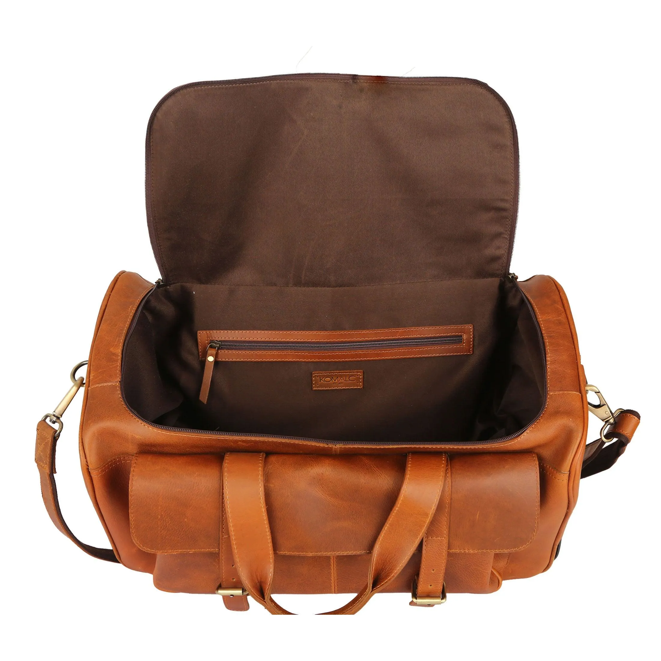 Leather Rolling Travel Duffle Bag for Men Women 21 inch with wheels Sports Overnight Weekend Duffel Gym Cabin Holdall with wheels for easy carry