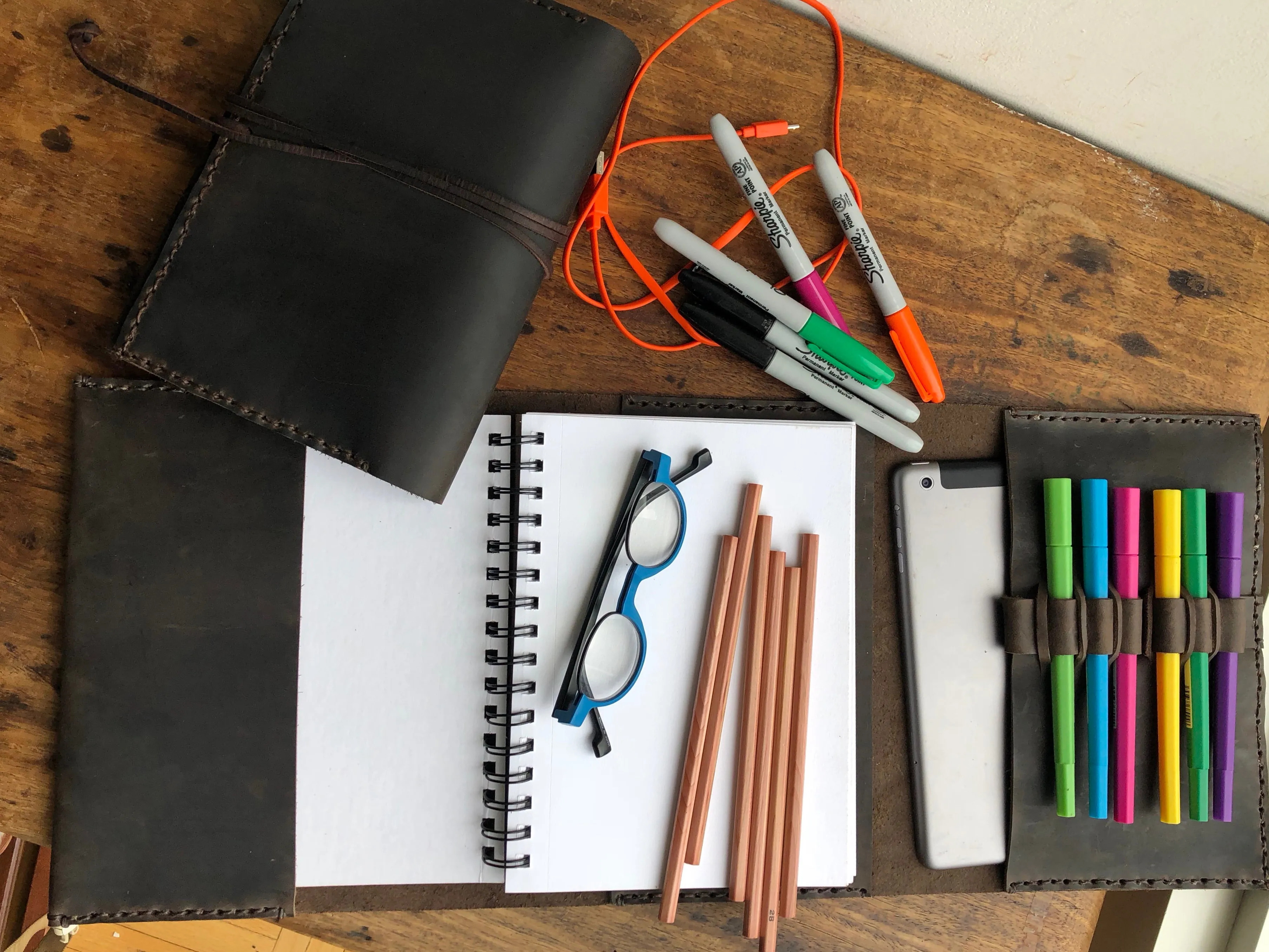 Leather Sketchbook / Refillable Notebook / Drawing Journal / Made in New York City