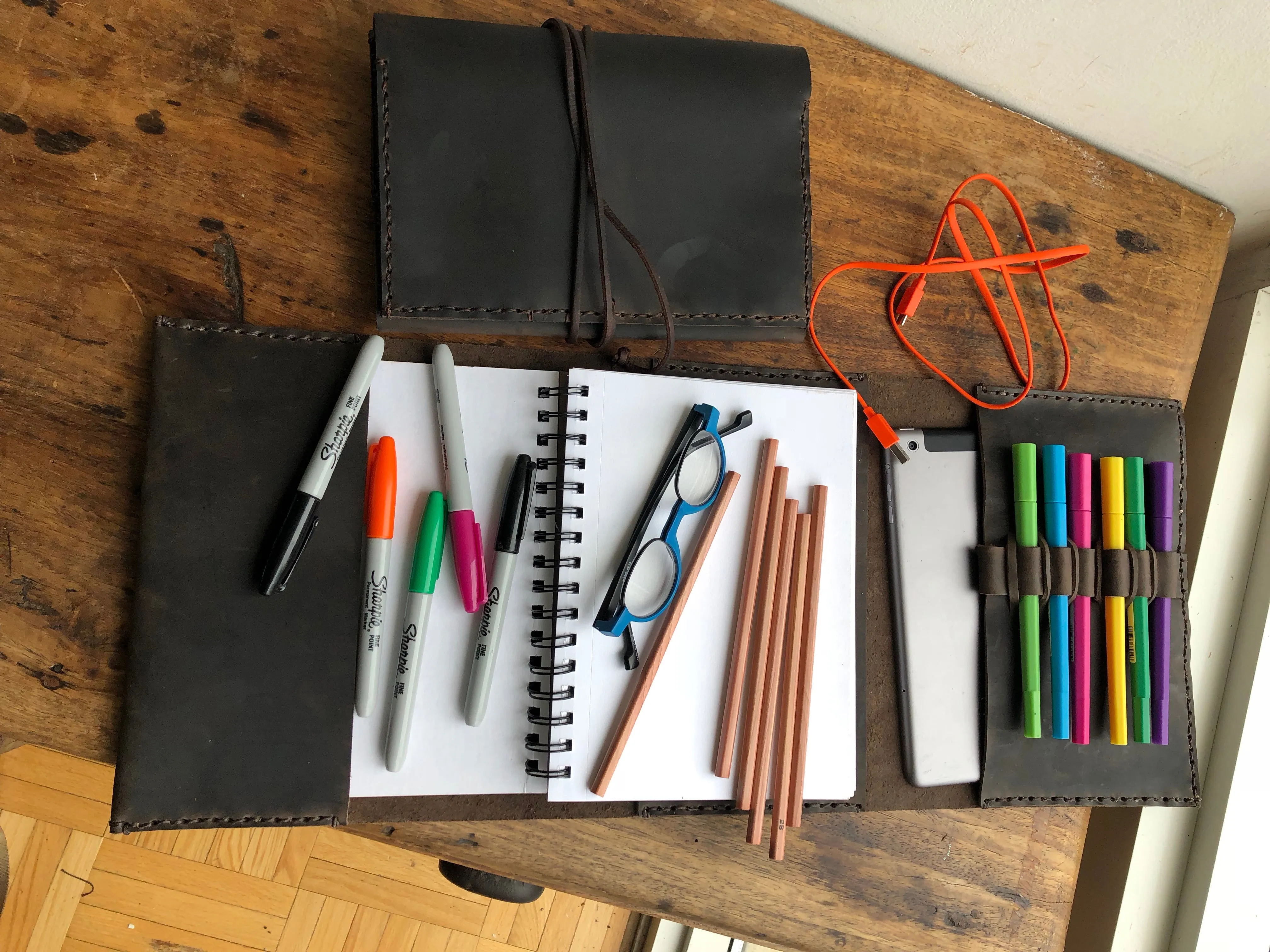Leather Sketchbook / Refillable Notebook / Drawing Journal / Made in New York City