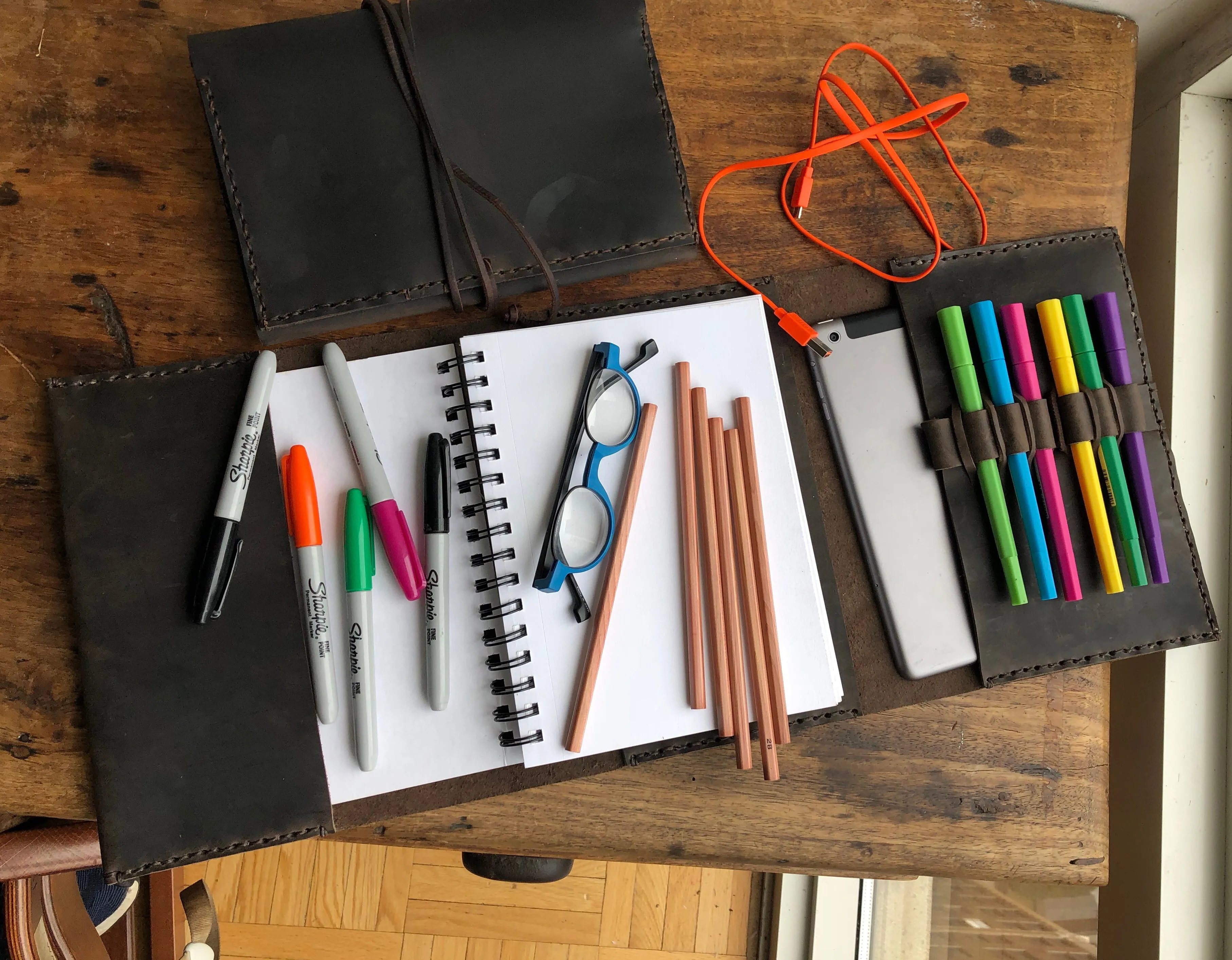 Leather Sketchbook / Refillable Notebook / Drawing Journal / Made in New York City