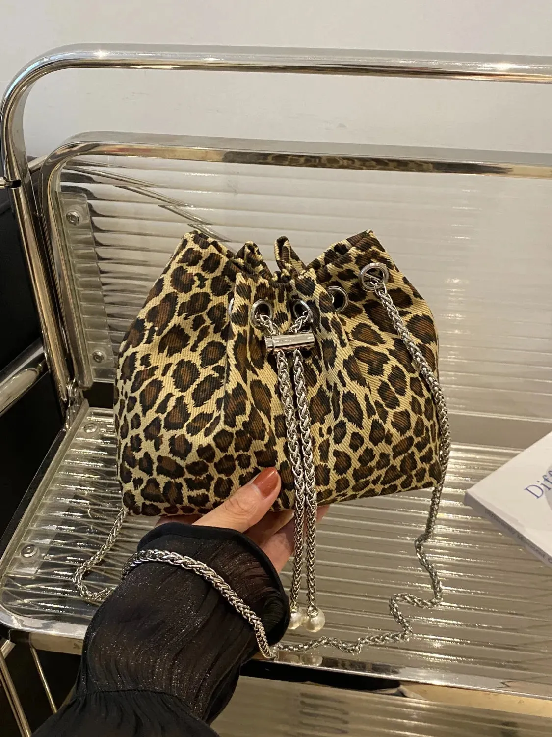 Leopard Chain Bucket Bag