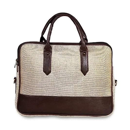 Lightweight Jute Briefcase Bag: Perfect for 14-Inch Laptops, Students, College, and Office Use