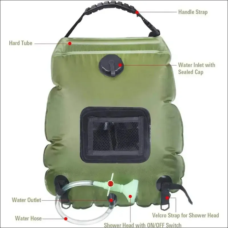 Lism 20l solar shower bag for premium camping hot water