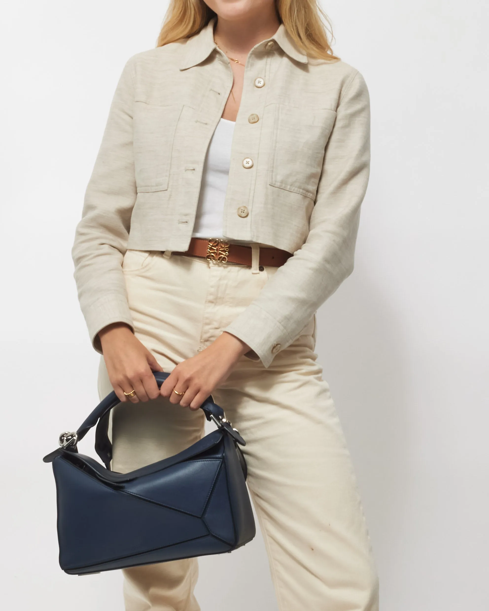 Loewe Navy Blue Leather Medium (Classic) Puzzle Bag