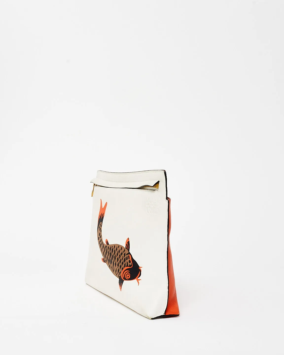 Loewe White Leather Koi Fish T-Pouch - Wristlet Missing