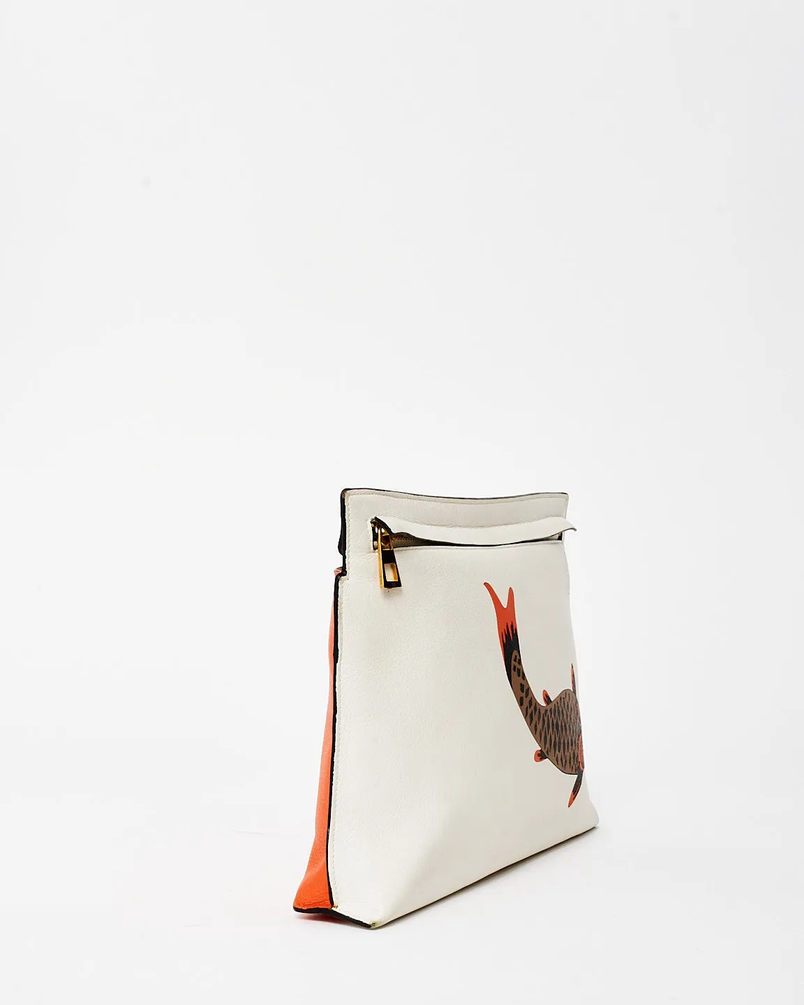 Loewe White Leather Koi Fish T-Pouch - Wristlet Missing