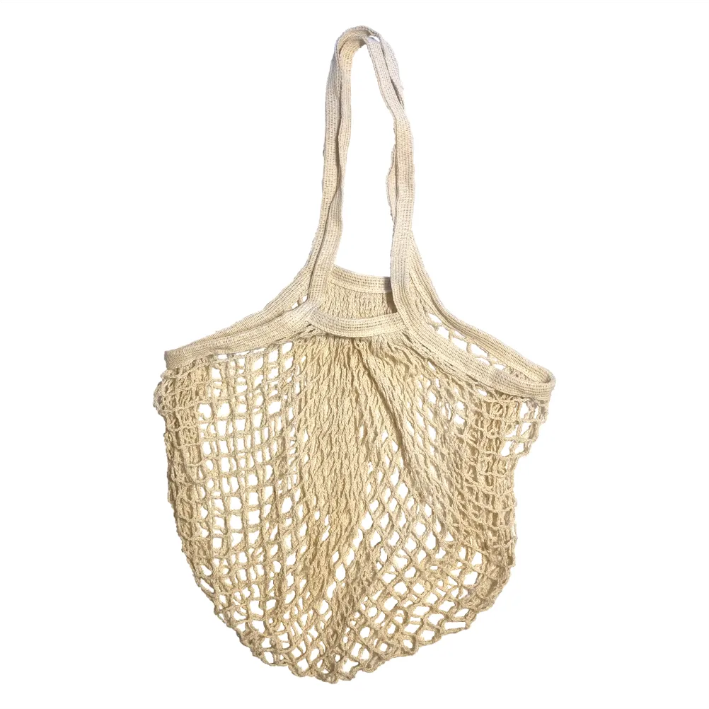 Long Handles - Organic Cotton - Reusable Grocery Mesh Shopping Bag - Khaki Green