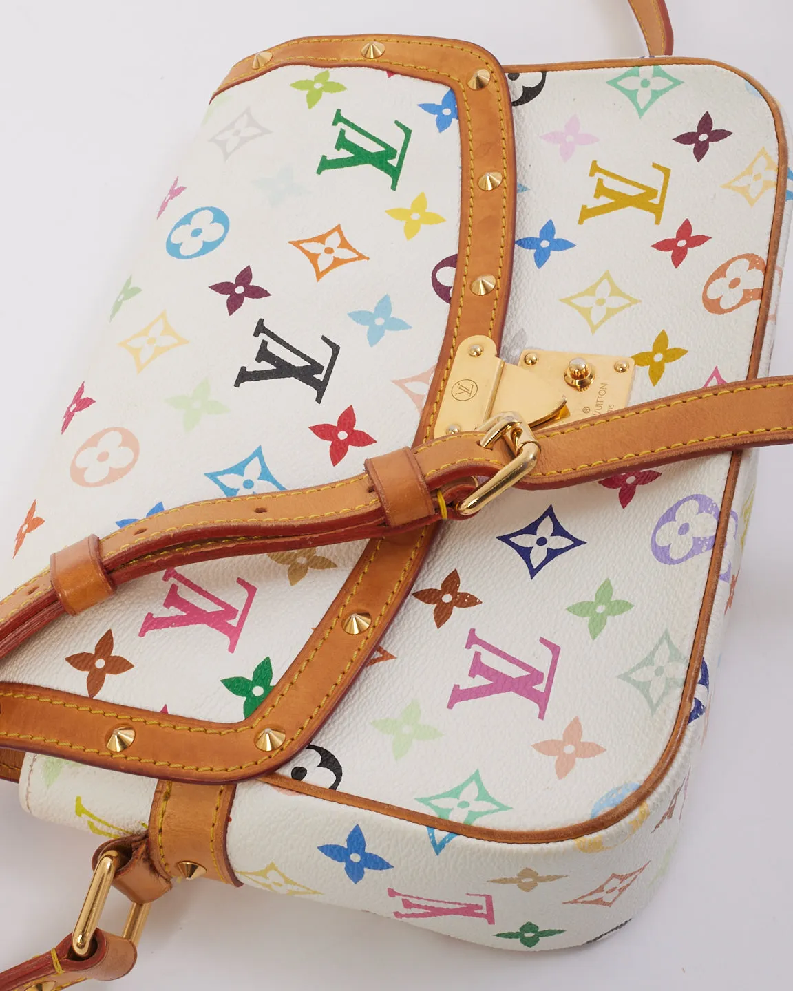Louis Vuitton White Monogram Multicolor Murakami Sologne Shoulder Bag