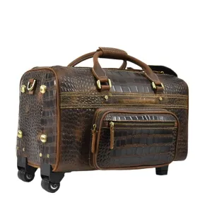 Luxury Crocodile Leather Travel Bag for Men Alligator Trolley Bag