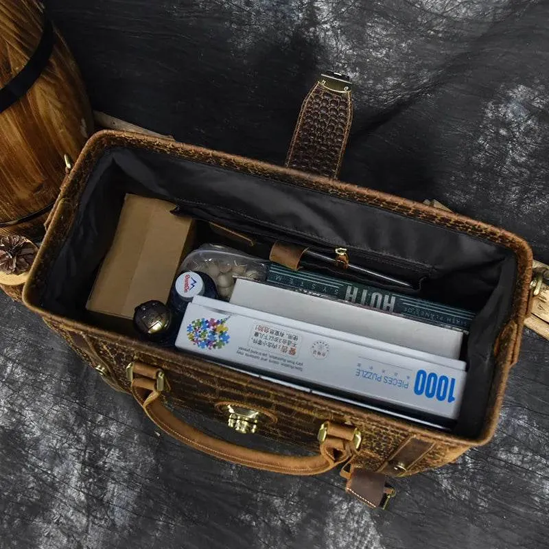 Luxury Crocodile Leather Travel Bag for Men Alligator Trolley Bag