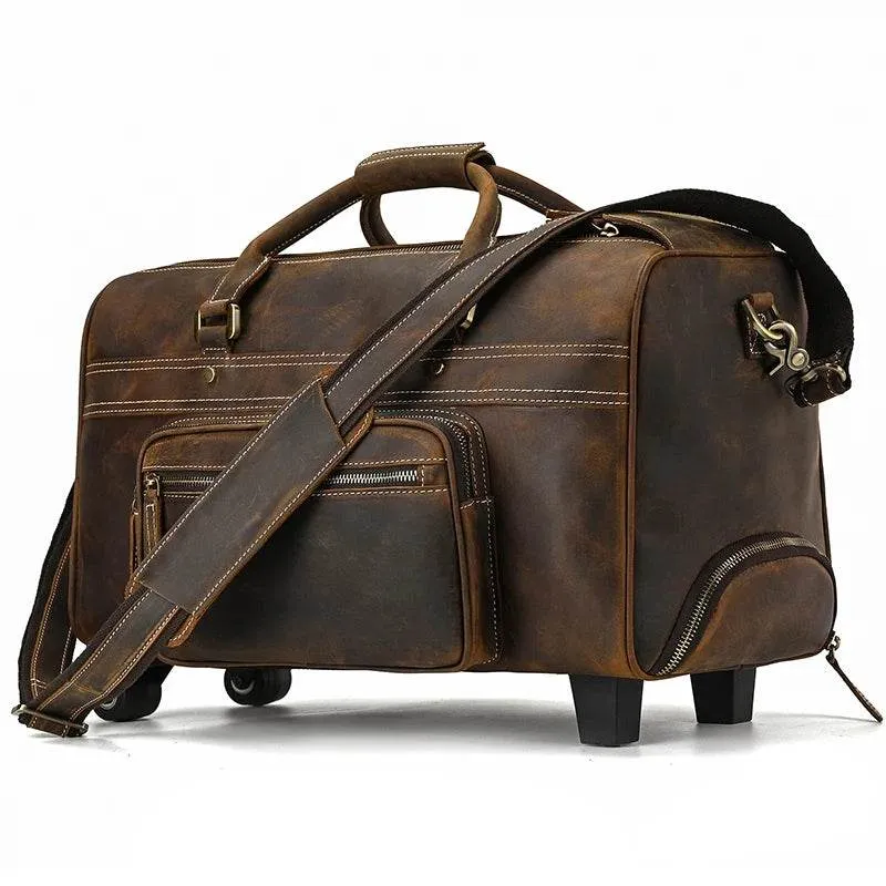 Luxury Crocodile Leather Travel Bag for Men Alligator Trolley Bag