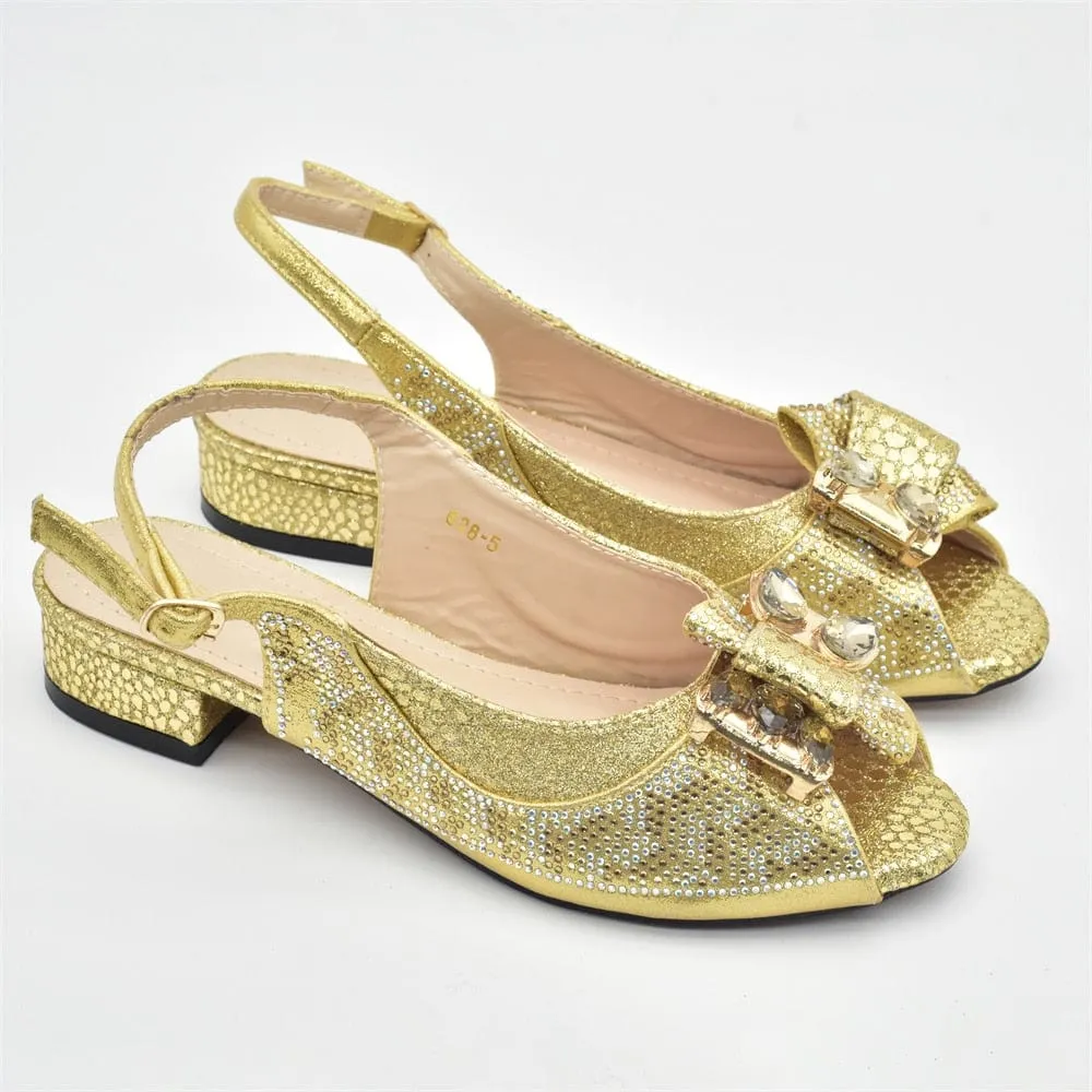 Luxury Italian Shoes and Bag Set decorated with Rhinestones
