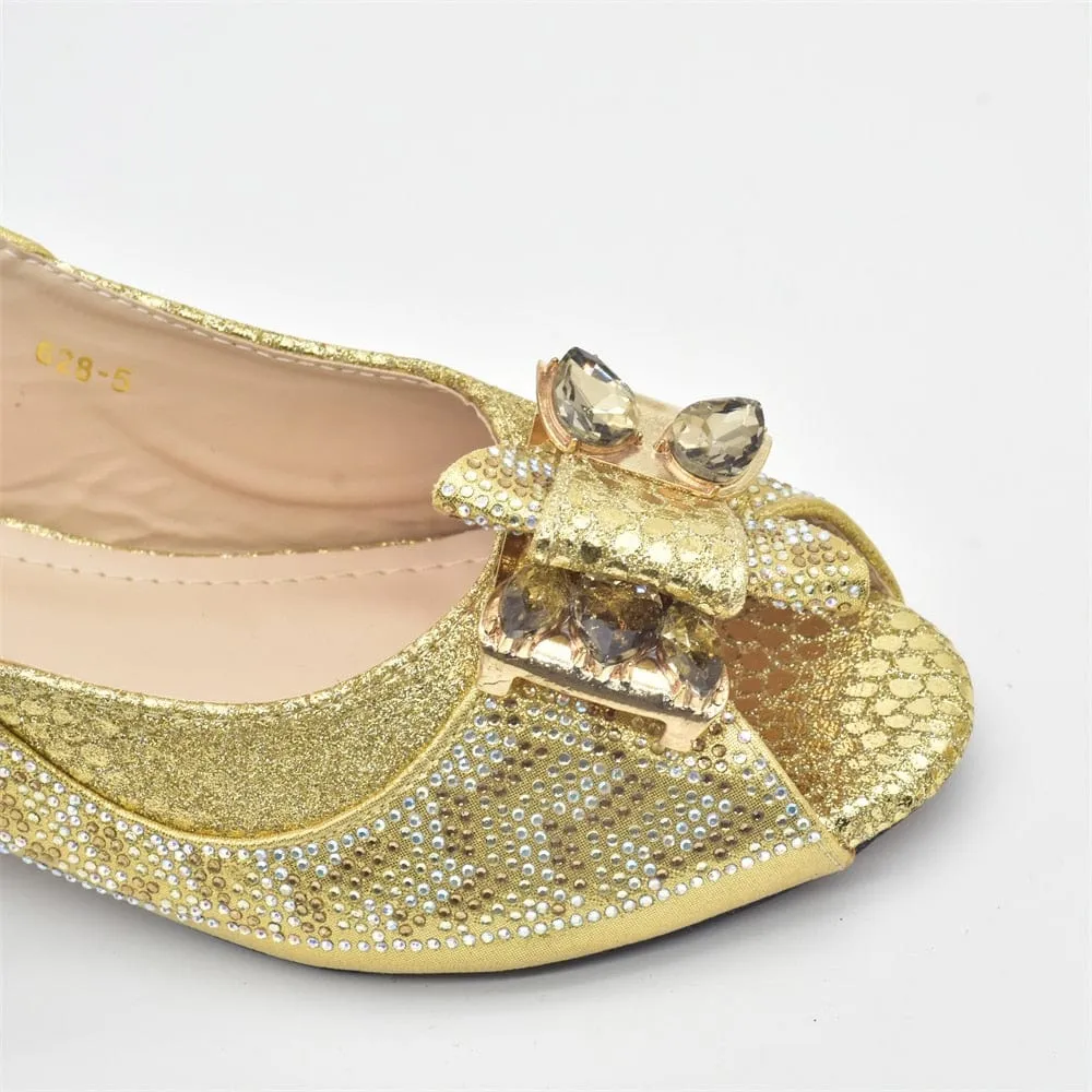 Luxury Italian Shoes and Bag Set decorated with Rhinestones