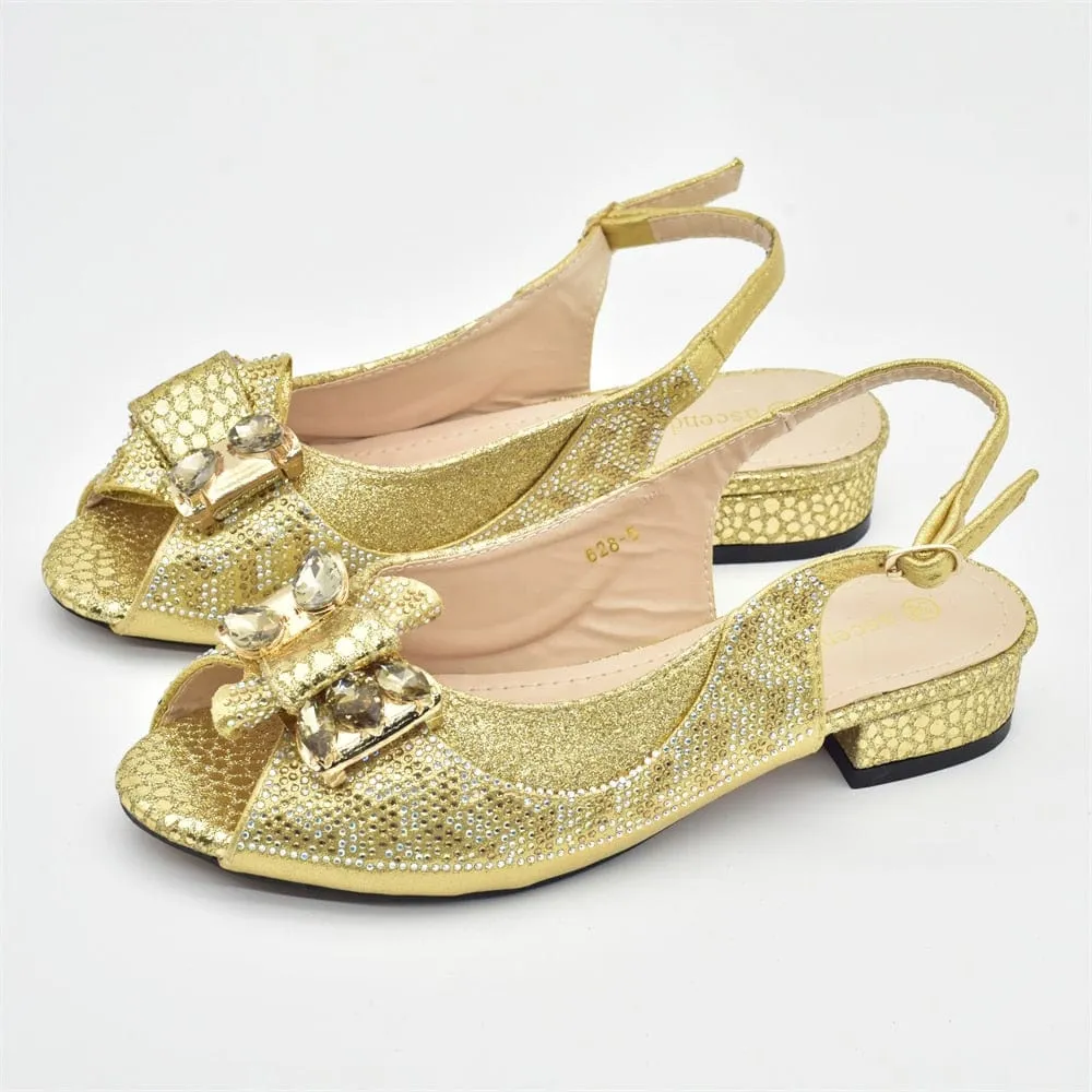 Luxury Italian Shoes and Bag Set decorated with Rhinestones