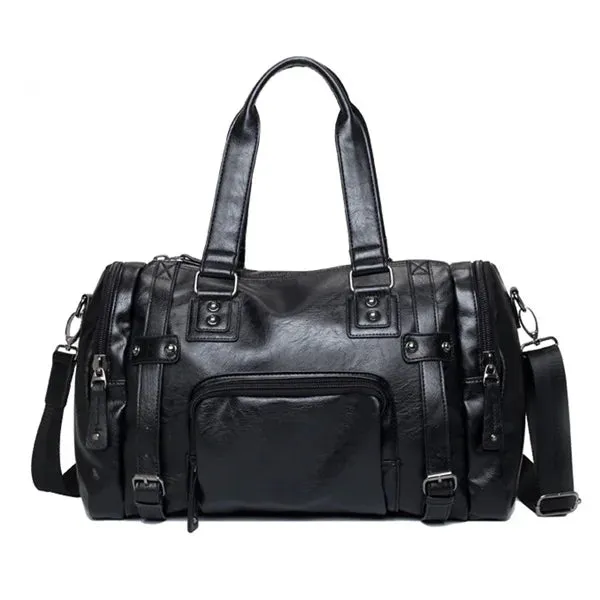 Luxury Style Mens Leather Travel Bag PU Handbags Male Travel Duffel Bags Tote High Quality Men Business Messenger Shoulder Bag