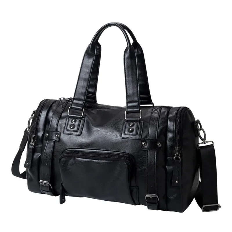 Luxury Style Mens Leather Travel Bag PU Handbags Male Travel Duffel Bags Tote High Quality Men Business Messenger Shoulder Bag