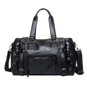 Luxury Style Mens Leather Travel Bag PU Handbags Male Travel Duffel Bags Tote High Quality Men Business Messenger Shoulder Bag