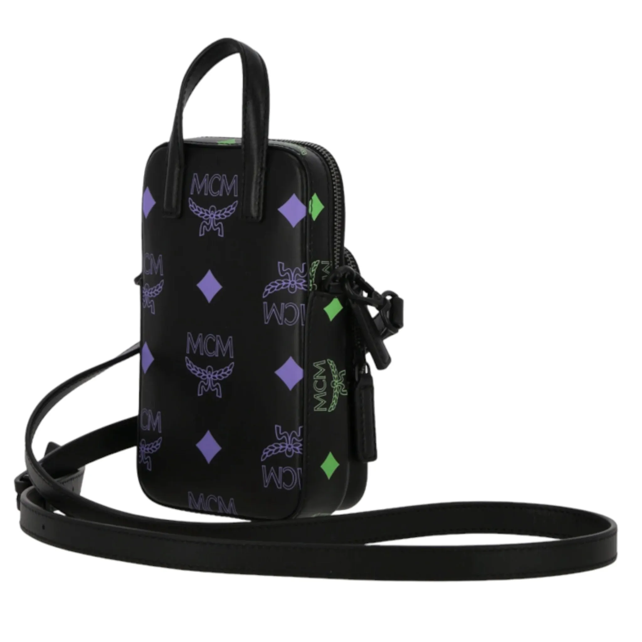MCM Leather Crossbody in Color Splash Visetos Logo