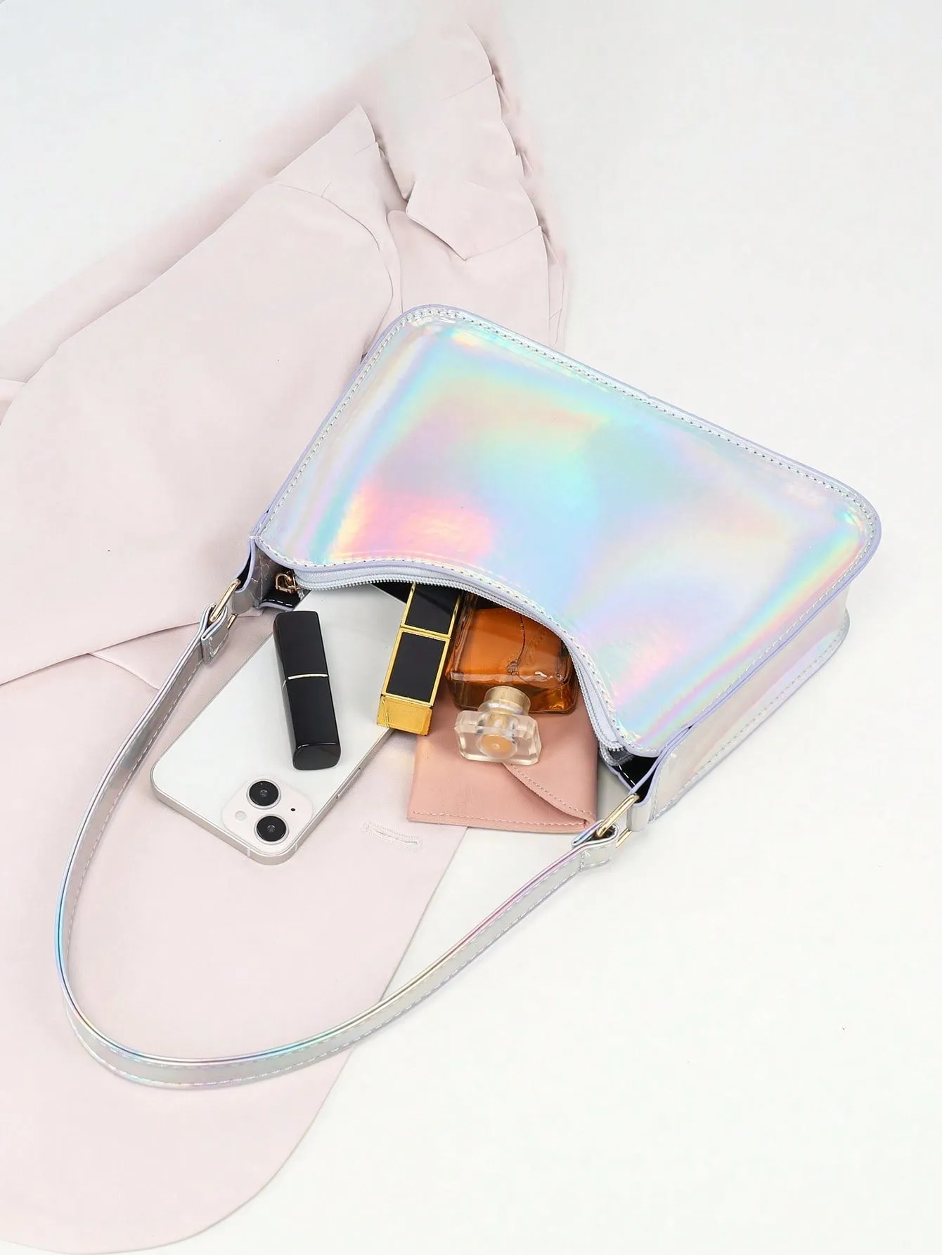 Medium Hobo Bag Holographic With Zipper Funky FD