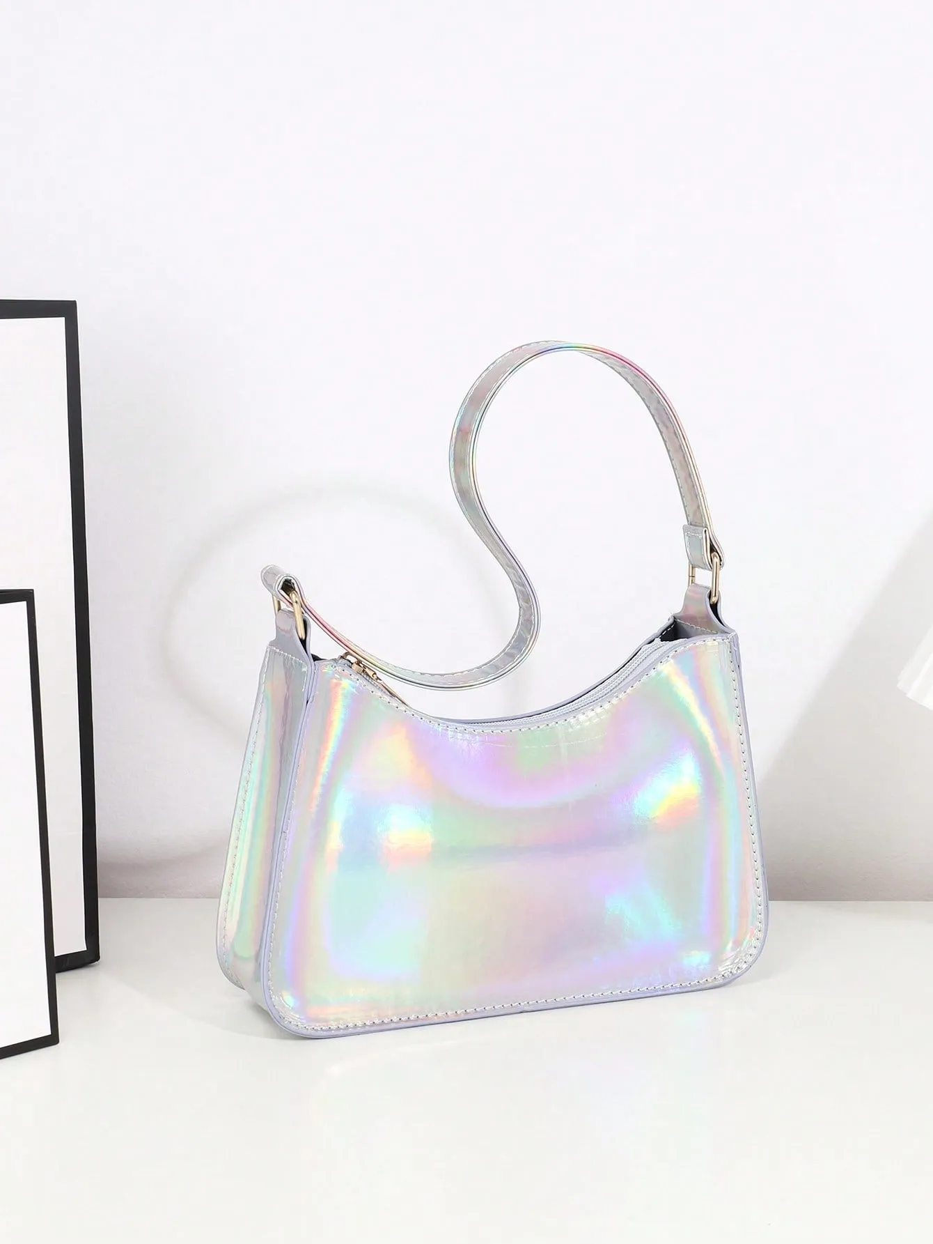 Medium Hobo Bag Holographic With Zipper Funky FD