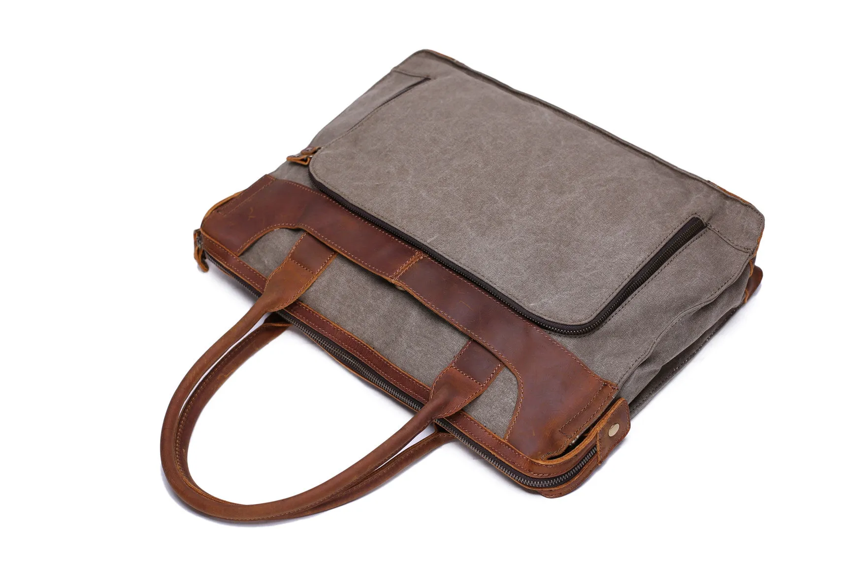 Men Fashion Canvas Leather Laptop Bag, Canvas Messenger Bag Briefcase Bags YD2193
