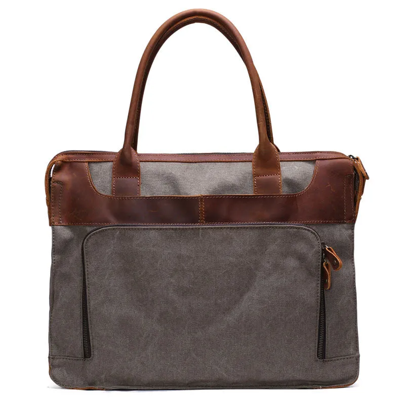 Men Fashion Canvas Leather Laptop Bag, Canvas Messenger Bag Briefcase Bags YD2193