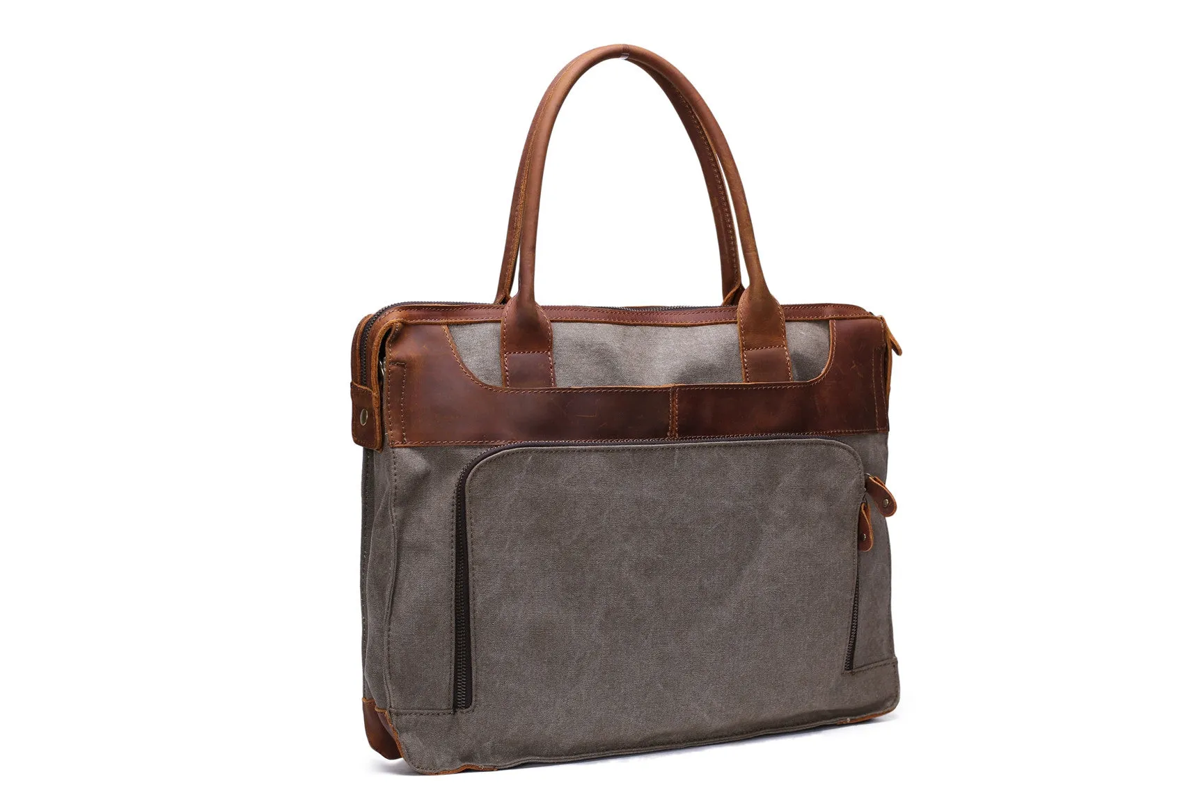 Men Fashion Canvas Leather Laptop Bag, Canvas Messenger Bag Briefcase Bags YD2193