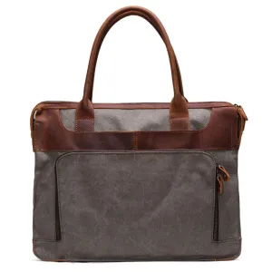 Men Fashion Canvas Leather Laptop Bag, Canvas Messenger Bag Briefcase Bags YD2193