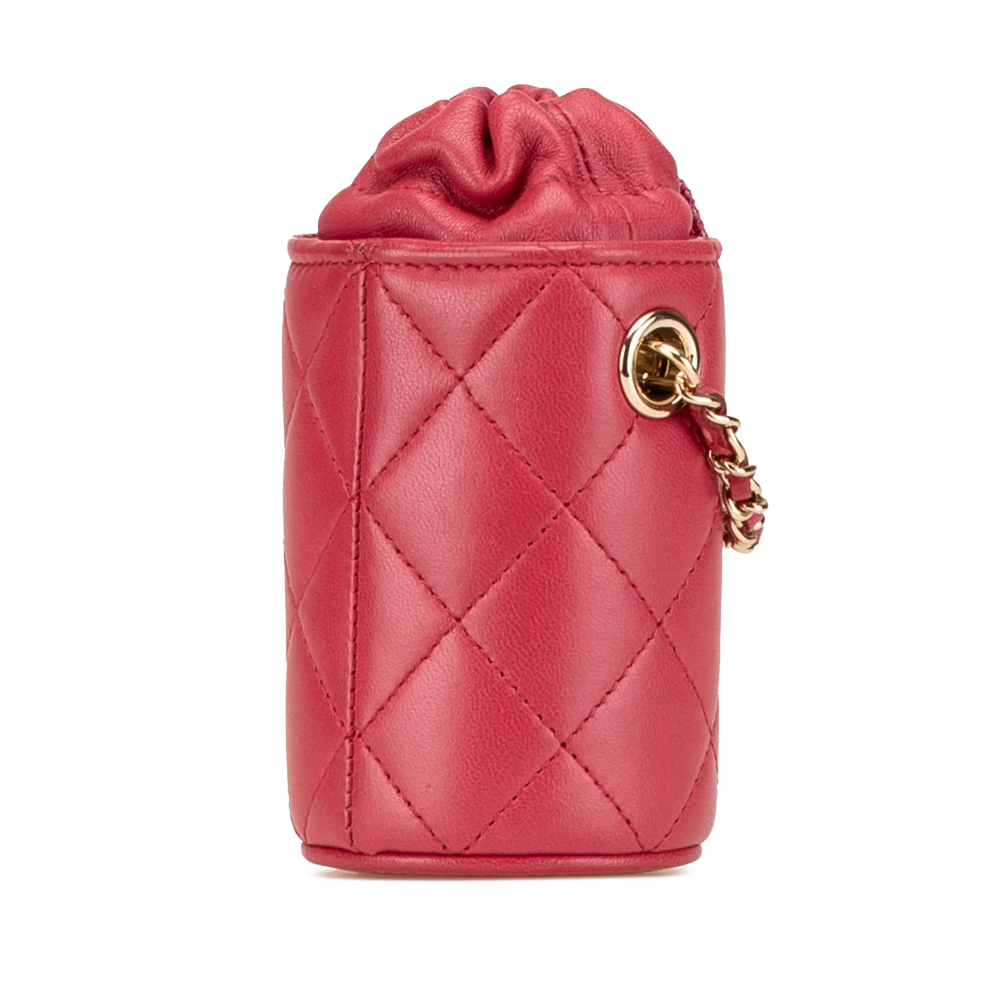 Micro Quilted Lambskin Drawstring Bucket Bag