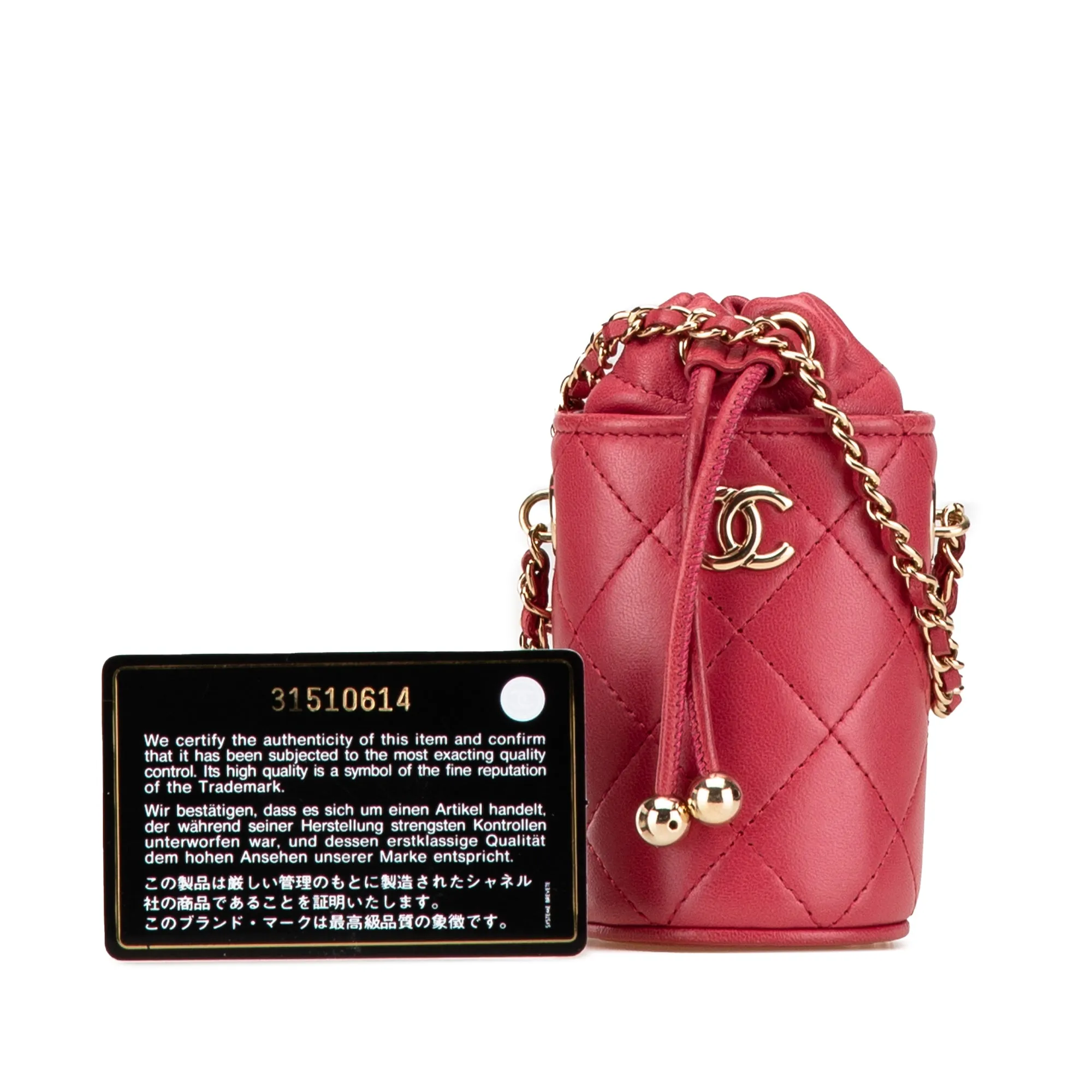 Micro Quilted Lambskin Drawstring Bucket Bag